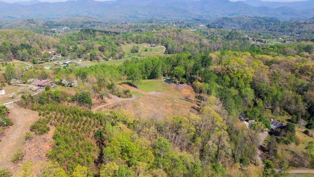 380 Ledford Dr, Franklin, NC 28734 - birds eye view of property featuring a forest view and a mountain view
