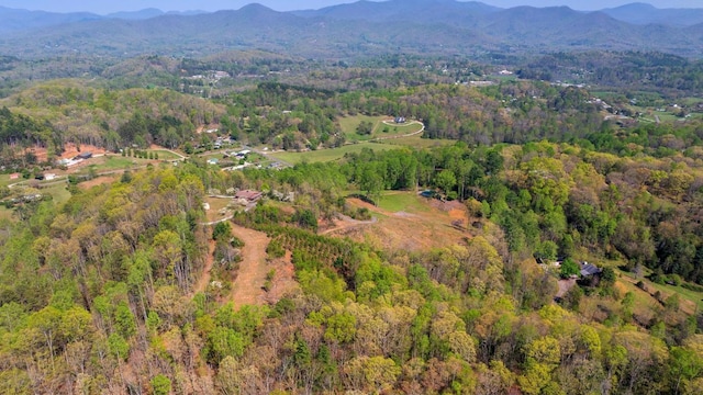 380 Ledford Dr, Franklin, NC 28734 - birds eye view of property featuring a mountain view and a wooded view