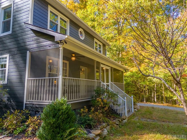 view of home's exterior featuring a porch