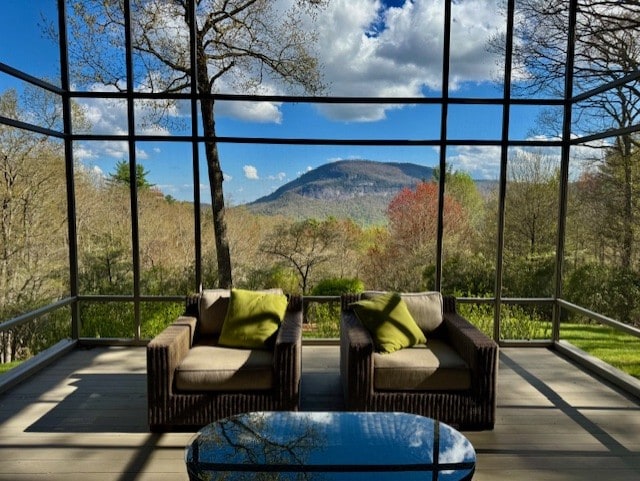 749 Stillmont Cir, Cashiers, NC 28717 - sunroom / solarium with an outdoor living space and a mountain view
