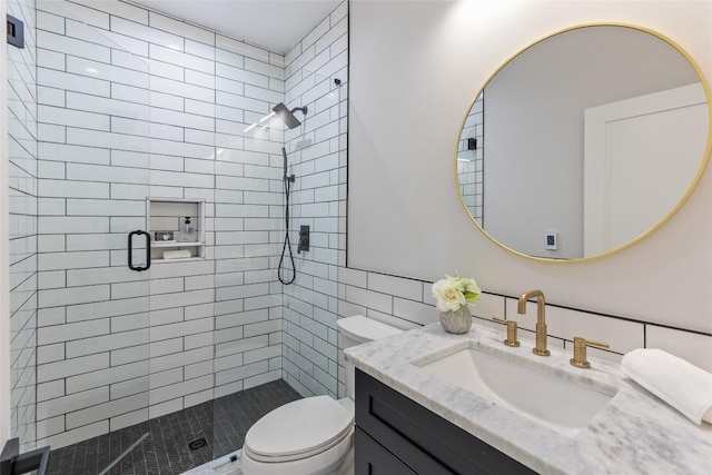 227 Sherwood Forest Rd, Highlands, NC 28741 - full bathroom featuring a shower stall, vanity, and toilet