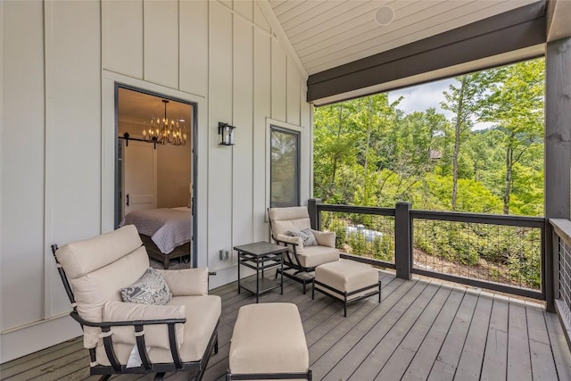 227 Sherwood Forest Rd, Highlands, NC 28741 - wooden terrace with a forest view