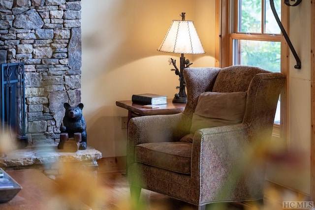 living area featuring hardwood / wood-style flooring