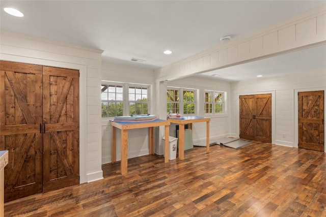 50 Bluestar Way, Glenville, NC 28736 - entryway with wood finished floors, recessed lighting, and wooden walls