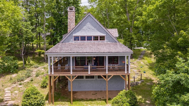 50 Bluestar Way, Glenville, NC 28736 - back of house featuring a chimney and a deck