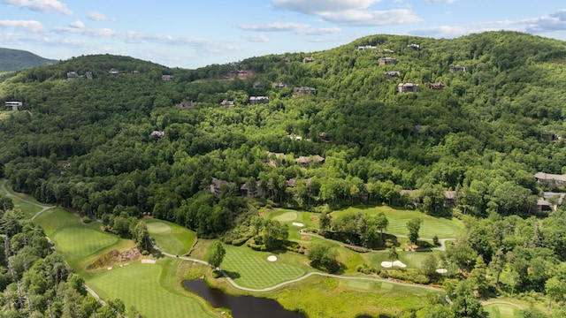410C Highlands Cove Dr Unit 1300C, Highlands, NC 28741 - aerial view of property and surrounding area featuring a local golf course and a water and mountain view