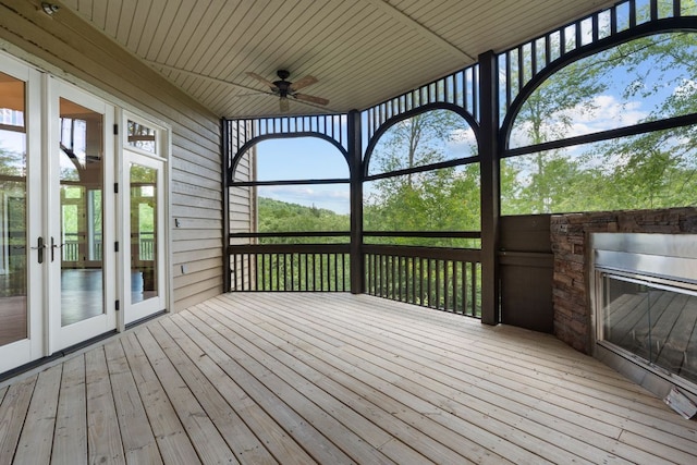 410C Highlands Cove Dr Unit 1300C, Highlands, NC 28741 - wooden terrace with a ceiling fan
