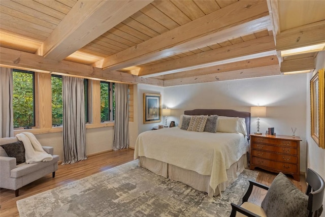 49 Hickory Ln, Highlands, NC 28741 - bedroom featuring multiple windows, wood finished floors, and a wood ceiling with exposed beams