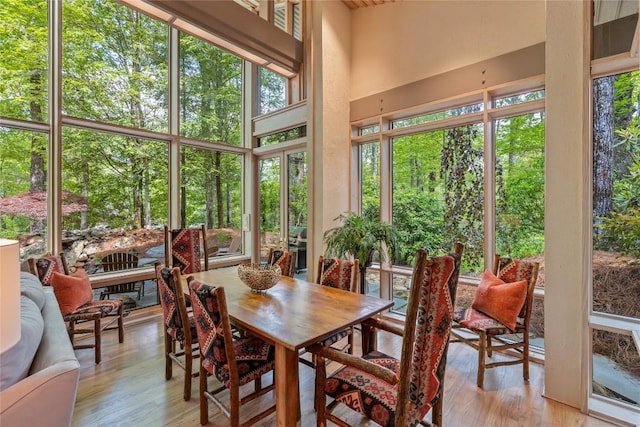 49 Hickory Ln, Highlands, NC 28741 - sunroom with wood finished floors and a towering ceiling