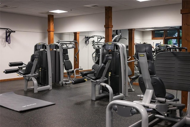 49 Hickory Ln, Highlands, NC 28741 - exercise room featuring a paneled ceiling
