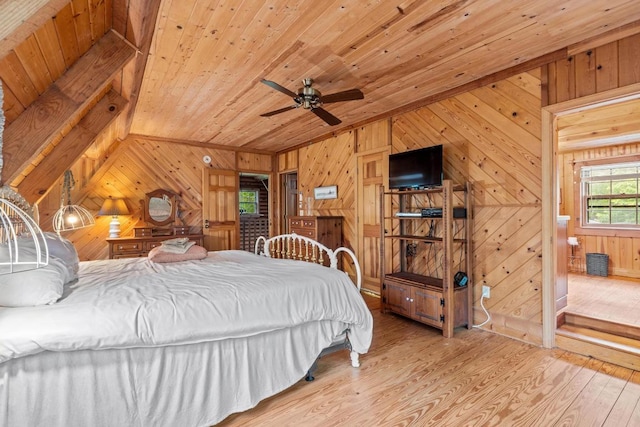 130 Sarah Cove Rd, Otto, NC 28763 - bedroom featuring wooden ceiling, wooden walls, and wood finished floors