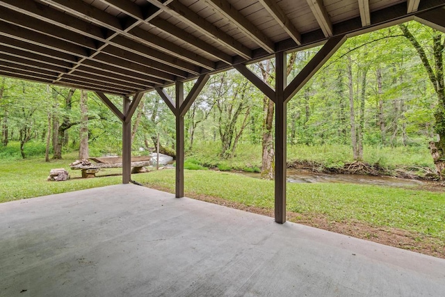 130 Sarah Cove Rd, Otto, NC 28763 - view of patio / terrace with a forest view