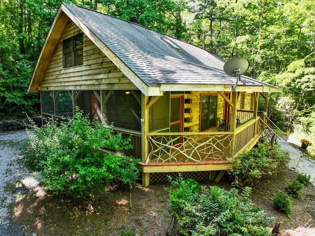 142 Golden Mist Ct, Sapphire, NC 28774 - view of outdoor structure featuring a sunroom