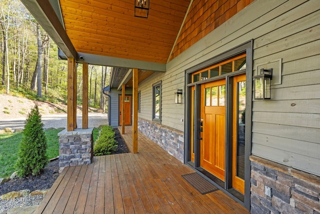 wooden deck featuring a porch