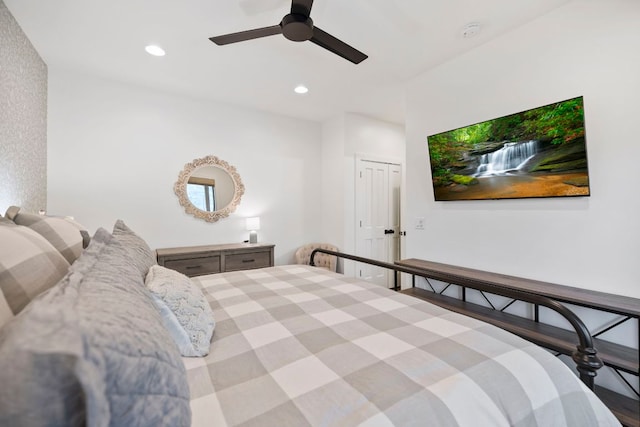 1048 Cherokee Trce, Lake Toxaway, NC 28747 - bedroom featuring recessed lighting and ceiling fan