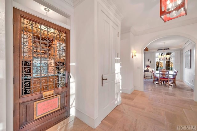 foyer with crown molding