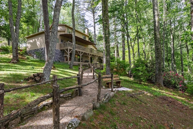 1964 Woods Mountain Trl, Cullowhee, NC 28723 - view of green lawn featuring a wooden deck