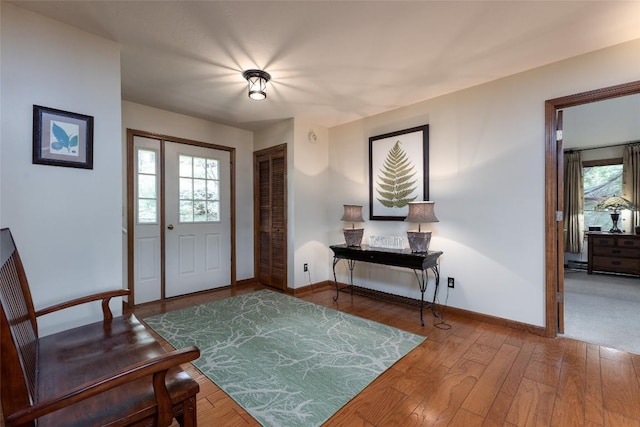 1964 Woods Mountain Trl, Cullowhee, NC 28723 - entrance foyer with healthy amount of natural light, baseboards, and wood-type flooring