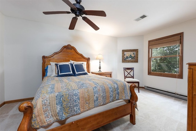 1964 Woods Mountain Trl, Cullowhee, NC 28723 - carpeted bedroom featuring baseboard heating, baseboards, and a ceiling fan