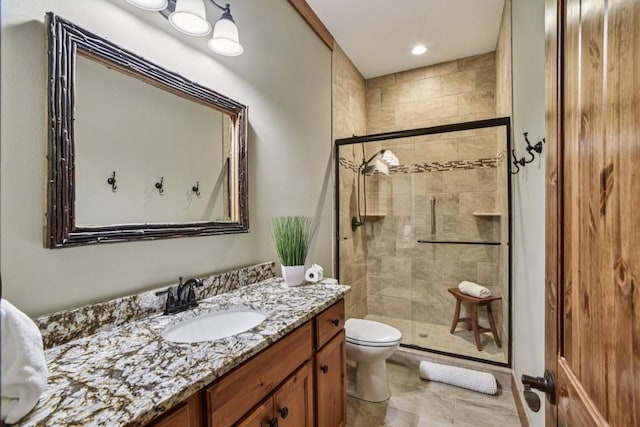 71 Raptor Way, Sapphire, NC 28774 - bathroom featuring a stall shower, vanity, and recessed lighting