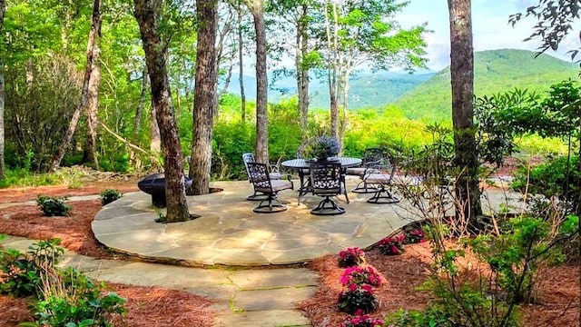 71 Raptor Way, Sapphire, NC 28774 - view of patio / terrace with a mountain view and outdoor dining space