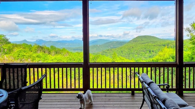71 Raptor Way, Sapphire, NC 28774 - wooden deck with a mountain view