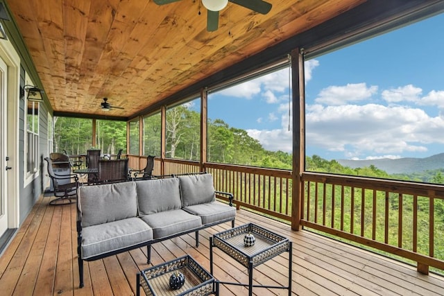 71 Raptor Way, Sapphire, NC 28774 - sunroom with a ceiling fan, an outdoor living space, and outdoor dining space