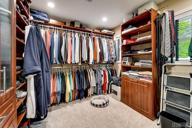 walk in closet featuring carpet