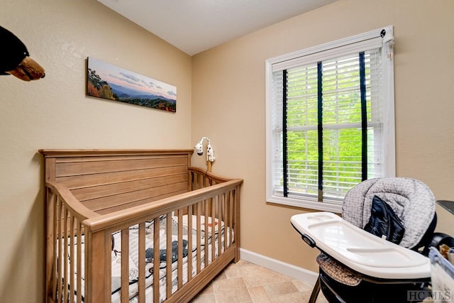 bedroom with a crib