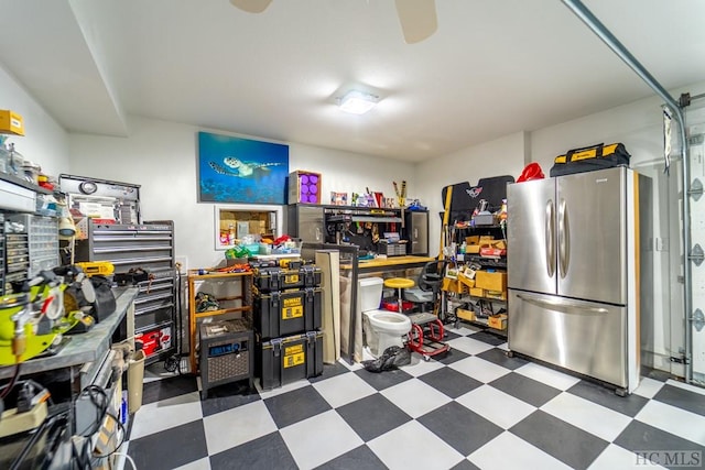 kitchen featuring stainless steel fridge