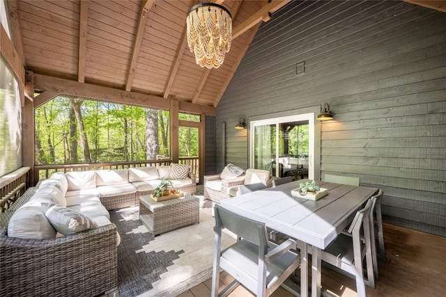 79 Azalea Ct, Sapphire, NC 28774 - sunroom / solarium with an outdoor living space and a chandelier
