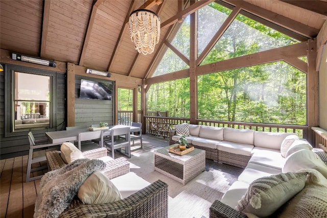 79 Azalea Ct, Sapphire, NC 28774 - sunroom featuring an outdoor hangout area, healthy amount of natural light, and a chandelier