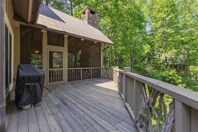 96 Mahalo Ln, Cullowhee, NC 28723 - deck featuring a grill and a sunroom