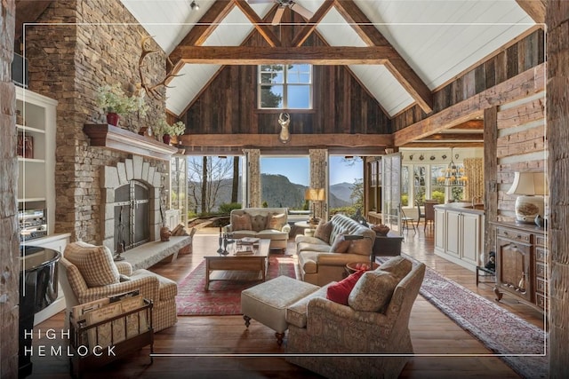 sunroom / solarium featuring a mountain view