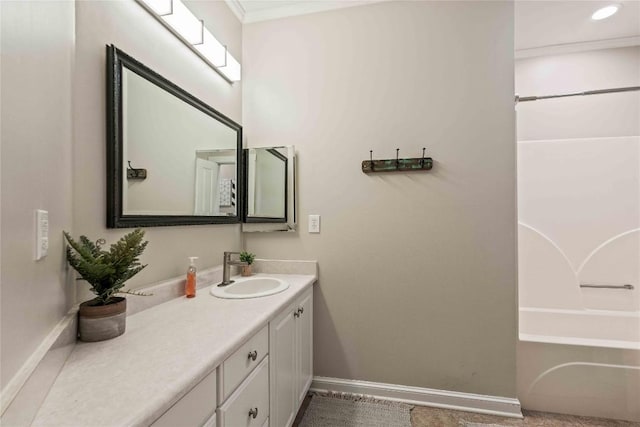 49 Jessamine Ln, Highlands, NC 28741 - full bath with vanity, baseboards, and shower / tub combination