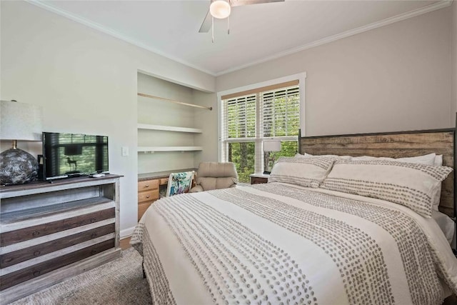 49 Jessamine Ln, Highlands, NC 28741 - bedroom featuring crown molding, ceiling fan, and wood finished floors