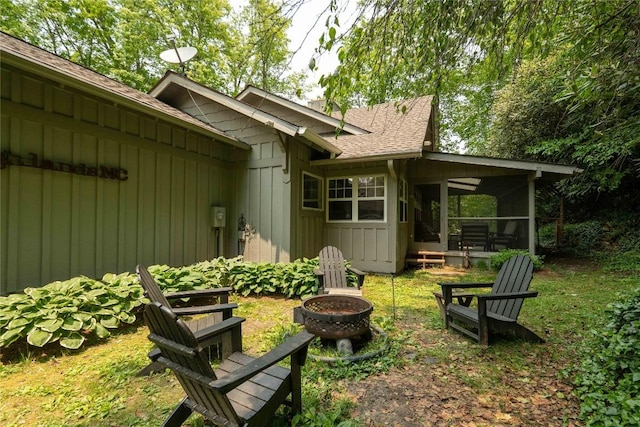 49 Jessamine Ln, Highlands, NC 28741 - view of yard with a sunroom and a fire pit
