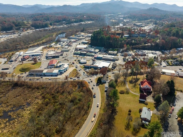 aerial view with a mountain view