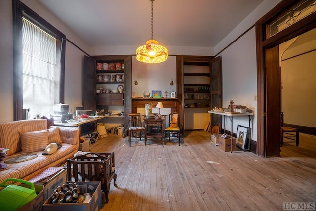 interior space with hardwood / wood-style flooring