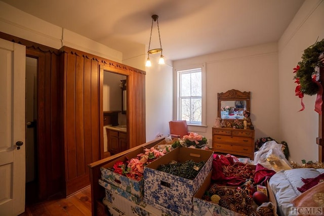 bedroom with light hardwood / wood-style floors