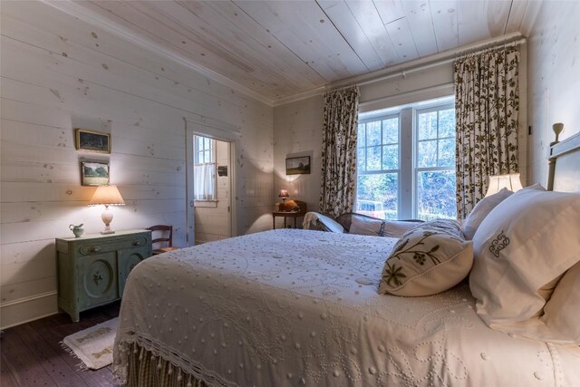 55 Oconee Belle Trl, Glenville, NC 28736 - bedroom with dark wood finished floors, wood ceiling, and ornamental molding
