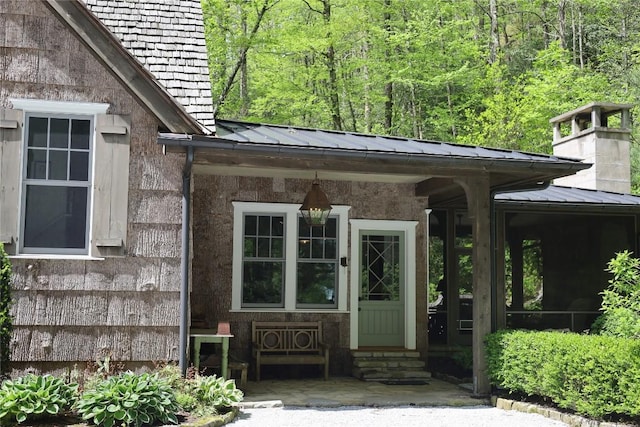 55 Oconee Belle Trl, Glenville, NC 28736 - entrance to property with a standing seam roof, metal roof, and a view of trees