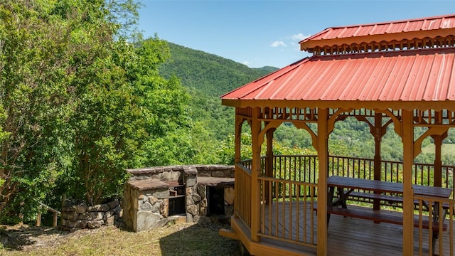 228 Mountain Laurel Dr, Franklin, NC 28734 - wooden deck with a mountain view