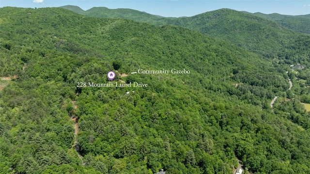 228 Mountain Laurel Dr, Franklin, NC 28734 - aerial overview of property's location featuring a heavily wooded area and mountains