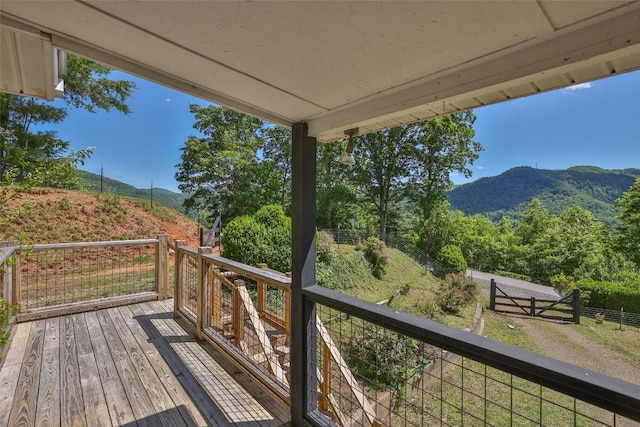 228 Mountain Laurel Dr, Franklin, NC 28734 - wooden deck featuring a mountain view