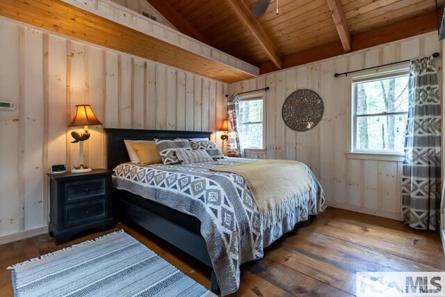 920 Sapphire Post Office Rd, Cashiers, NC 28774 - bedroom featuring multiple windows, hardwood / wood-style floors, wooden walls, and wooden ceiling