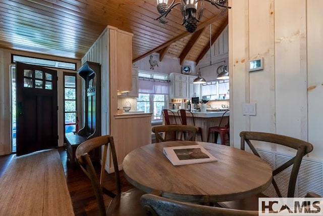 920 Sapphire Post Office Rd, Cashiers, NC 28774 - dining space with wooden ceiling and wood finished floors