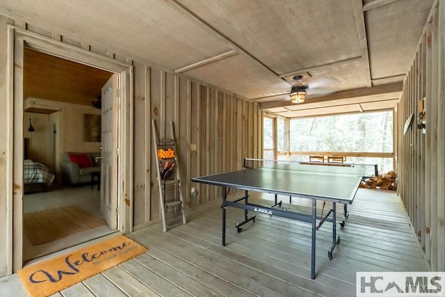 920 Sapphire Post Office Rd, Cashiers, NC 28774 - rec room featuring hardwood / wood-style flooring and wood walls