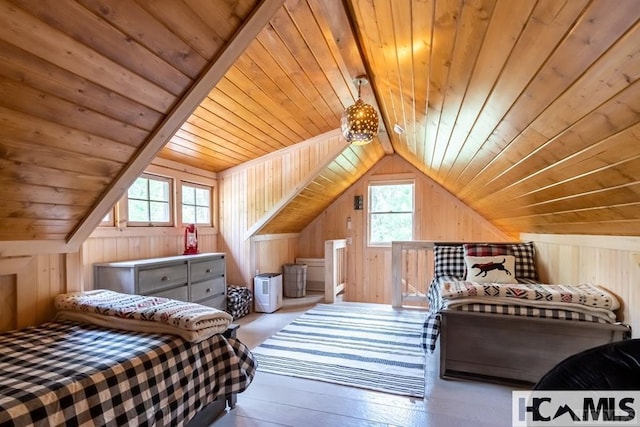 920 Sapphire Post Office Rd, Cashiers, NC 28774 - bedroom featuring wood ceiling, wood walls, vaulted ceiling, and hardwood / wood-style flooring
