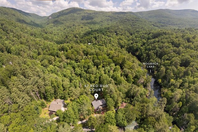 47 Red Bud Ct, Sapphire, NC 28774 - bird's eye view of a heavily wooded area and a mountainous background